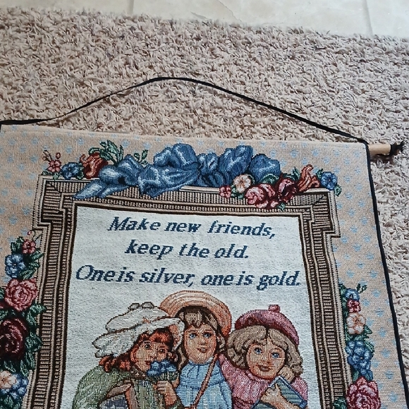 Vintage Style Tapestry Wall Hanging with Floral Accents - Picture 2 of 10